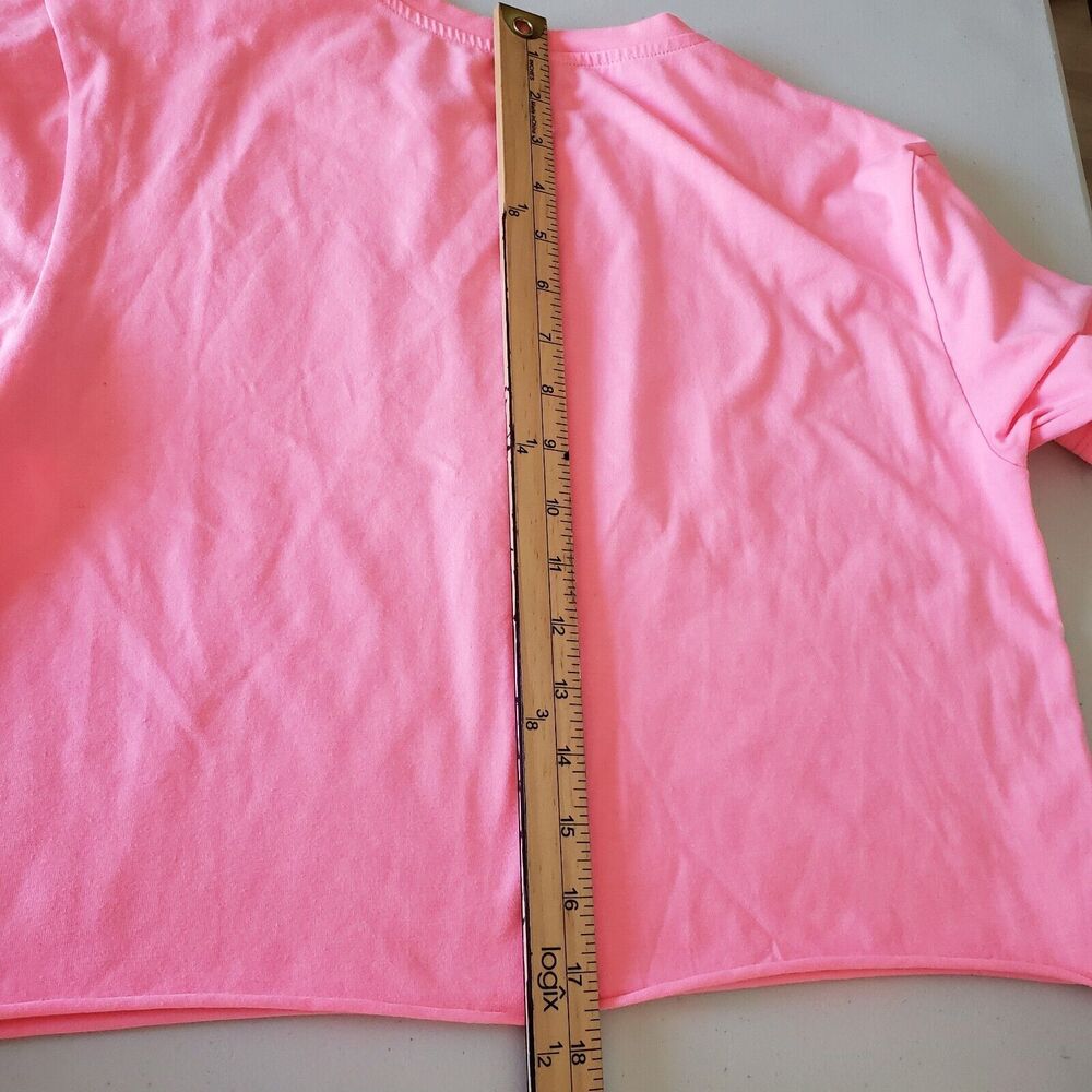 Dancing Queen Crop Top Womens Medium Pink Cut Off Shirt Short Sleeve Barbiecore - Picture 7 of 7